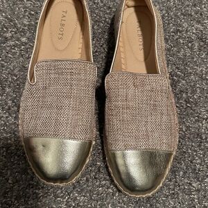 Talbots Gold and Tan Espadrille Loafers